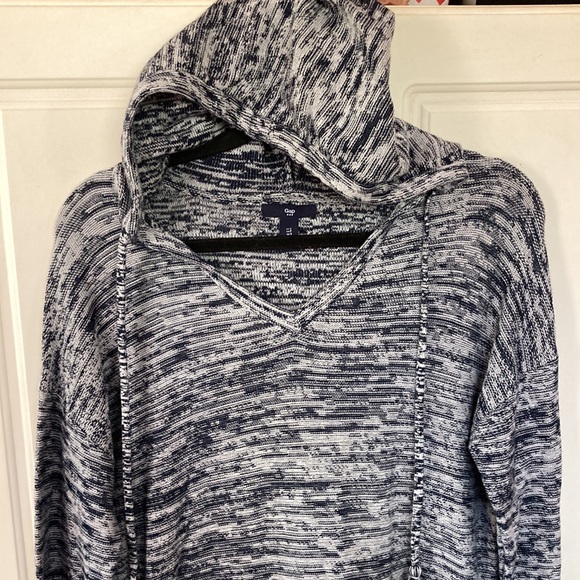 5/20$❤️🔥GAP💫Women’s Blue Marbled Knit Hooded Sweater - Picture 4 of 13